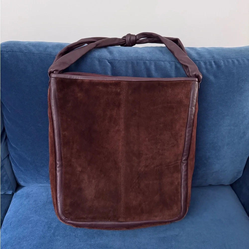 Rare Pierre Balmain Vintage Dark Chocolate Brown suede Hobo Bag‎